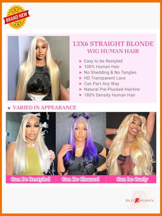 13x6 Lace Front Wig 180 Density Straight Human Hair 30 Inch Honey Blonde